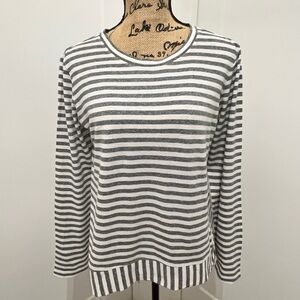 Gray and White Striped Long Sleeve Top by CAbi